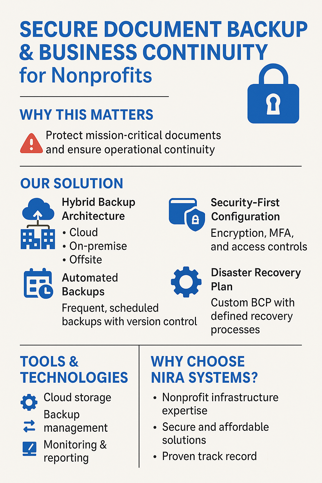 NIRA Systems Offering: Secure Document Backup & Business Continuity for Nonprofits
